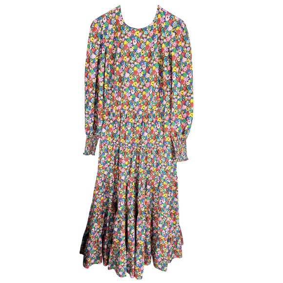 Boden Dresses & Skirts - A7 Boden‎ Floral Midi Dress Long Sleeve Tiered Skirt UK14R US10R